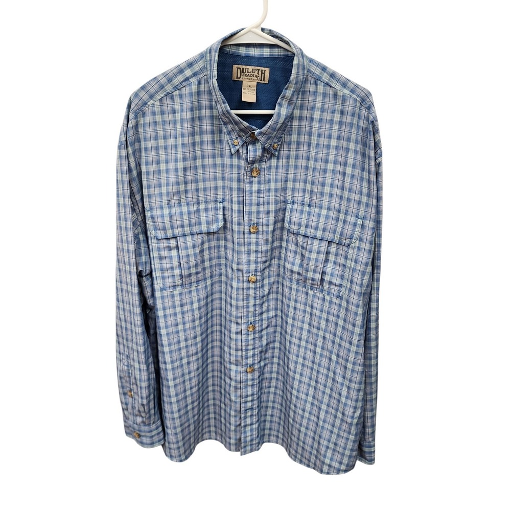 Duluth Trading Men's Button Down Shirt Sz 2XL Lightweight Vented Long Sleeves